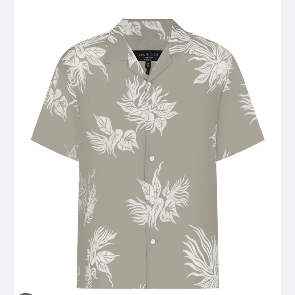 RAG & Bone Avery Floral Lyocell Camp Shirt button down short sleeve shirt size L